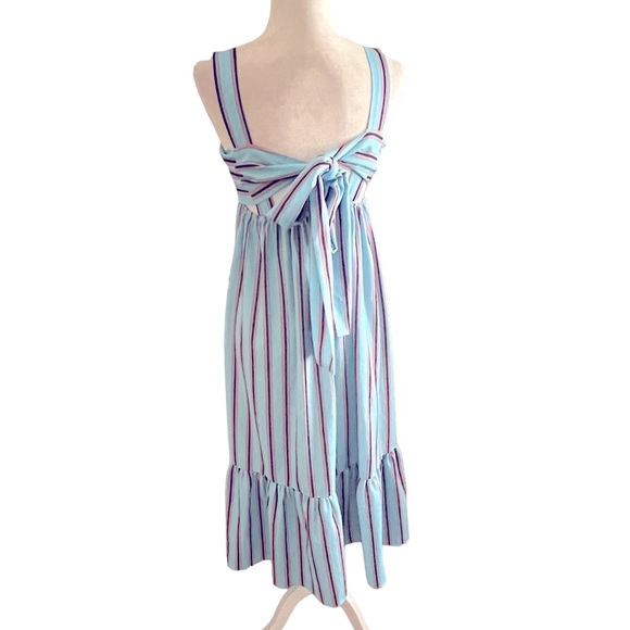 Anthropologie Zhu Sky Blue/Red Striped Maxi/Midi Sundress S - Picture 4 of 8